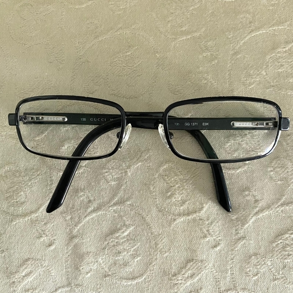 Vintage Gucci Designer Made In Italy GG 1371 E9K Rectangle Full Rim Eyeglasses - Picture 2 of 9